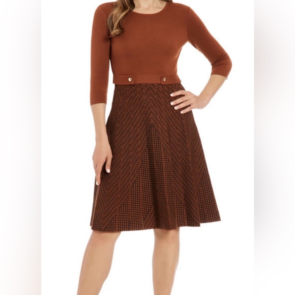 Brown & Black Fit and Flare Sweater Dress 
SIZE LARGE